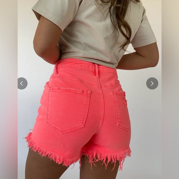 Women's Risen Coral Distressed Shorts - Picture 8 of 8